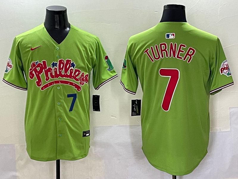 Men Philadelphia Phillies #7 Turner Green Five generations Joint Name 2025 Nike MLB Jersey style 3